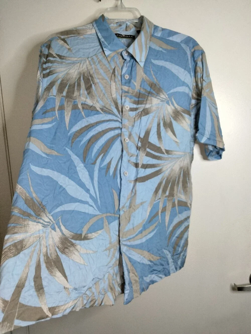 Cubavera (Size XL) Multicolored Tropical Leaf Viscose Blend Button Down SS Shirt - Picture 6 of 11